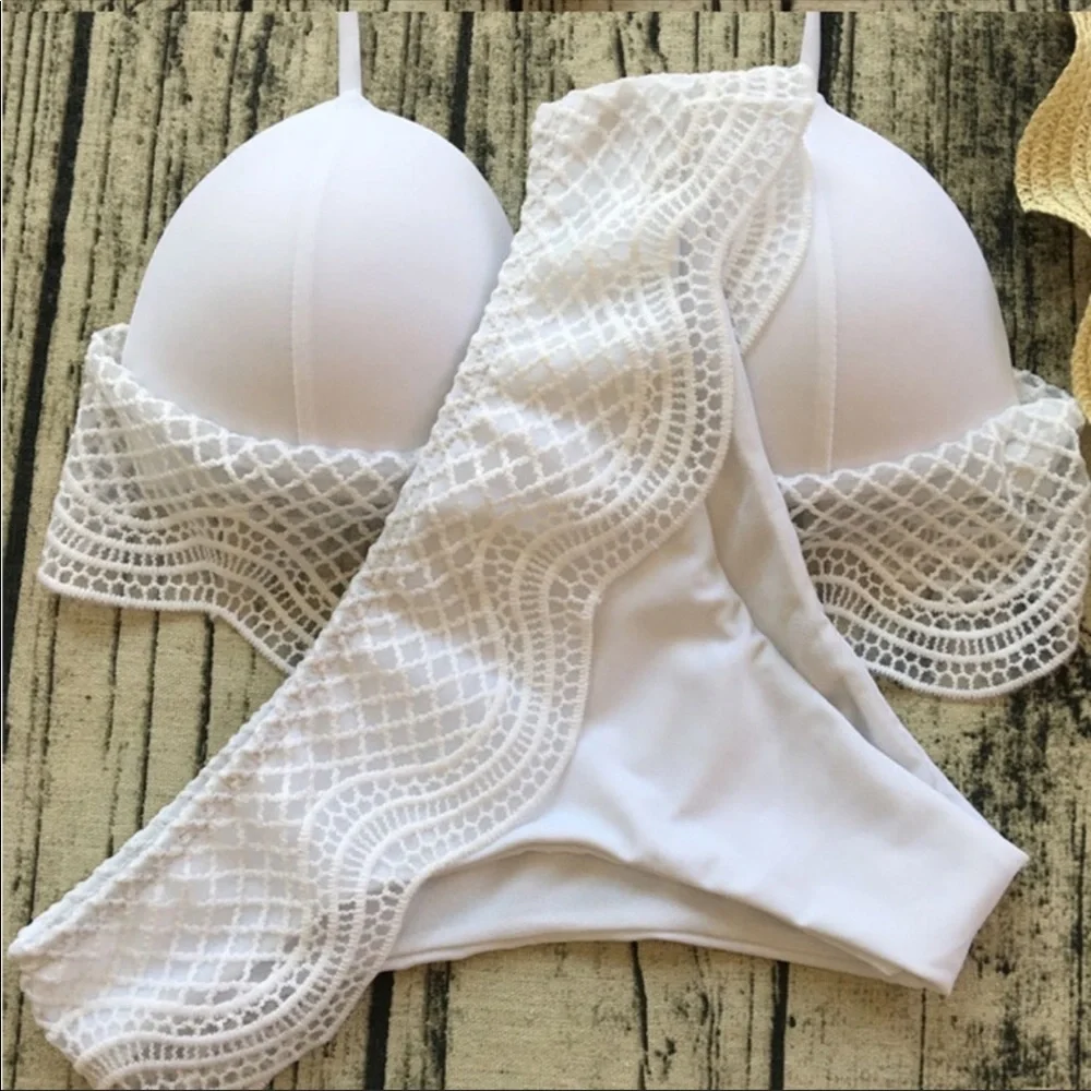 💰SALE💰”SUGAR AND SPICE” WHITE CHEEKY PADDED TOP BIKINI NEW - Picture 5 of 8